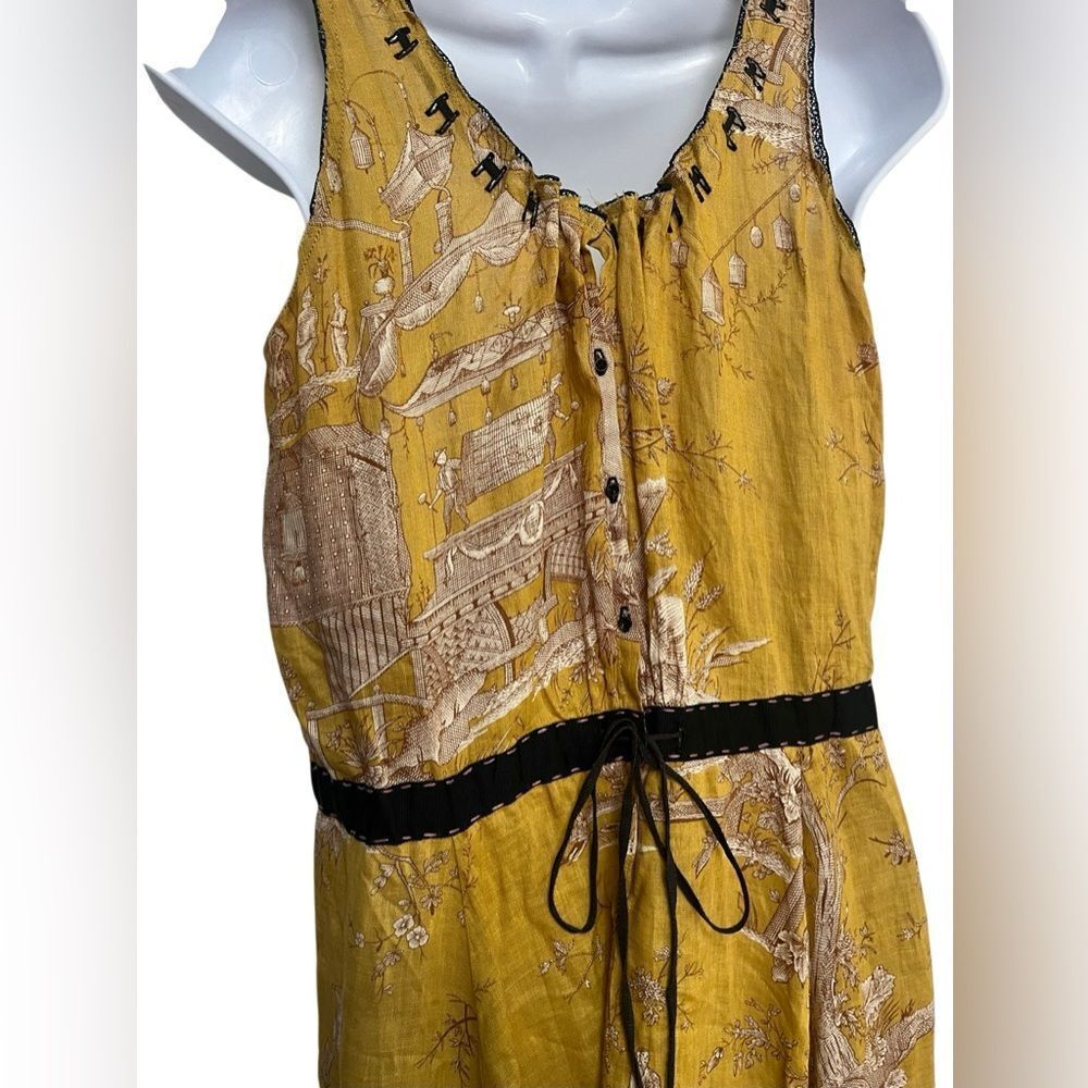 Dries Van Noten Linen Oriental Toile Coquette Tank Maxi Dress Women’s 12 Or M - Picture 4 of 9